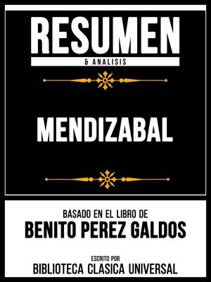 cover image of Resumen & Analisis--Mendizabal--Basado En El Libro De Benito Perez Galdos